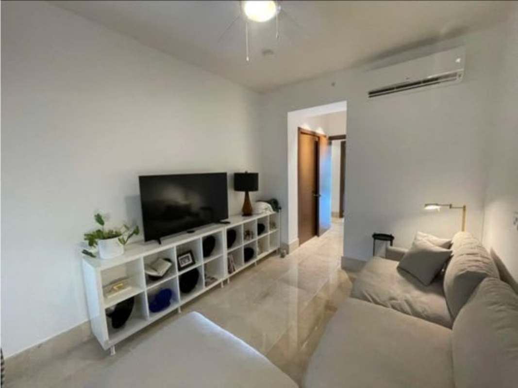 Modern Italian kitchen with central island, appliances and marble floors at PH The Reserve Santa Maria Panama