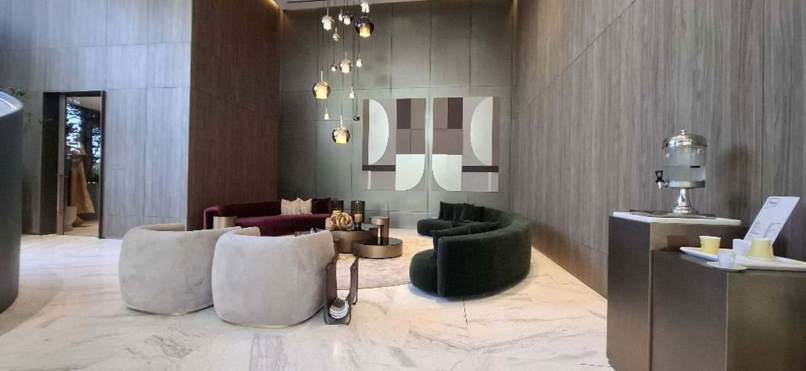 Spacious master bedroom with floor-to-ceiling windows panoramic view luxury rental Panama