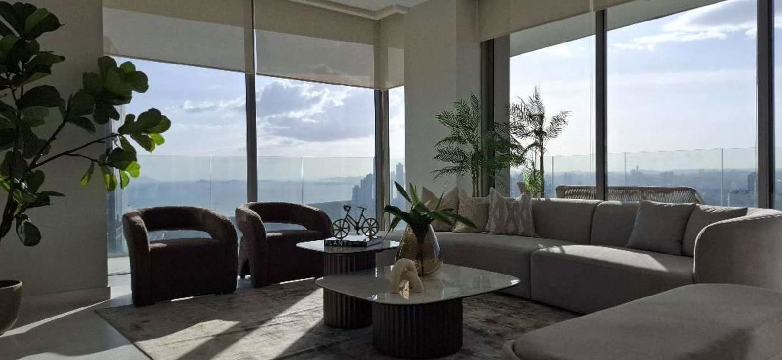 Luxury kitchen with marble island cabinetry appliances Fendi Casa design rental Panama