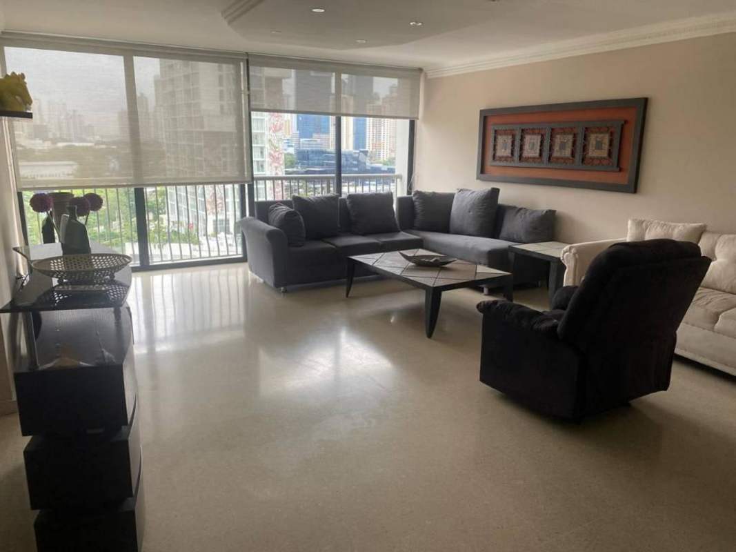Living room with sectional sofa and skyline view PH Marsella Marbella Panama