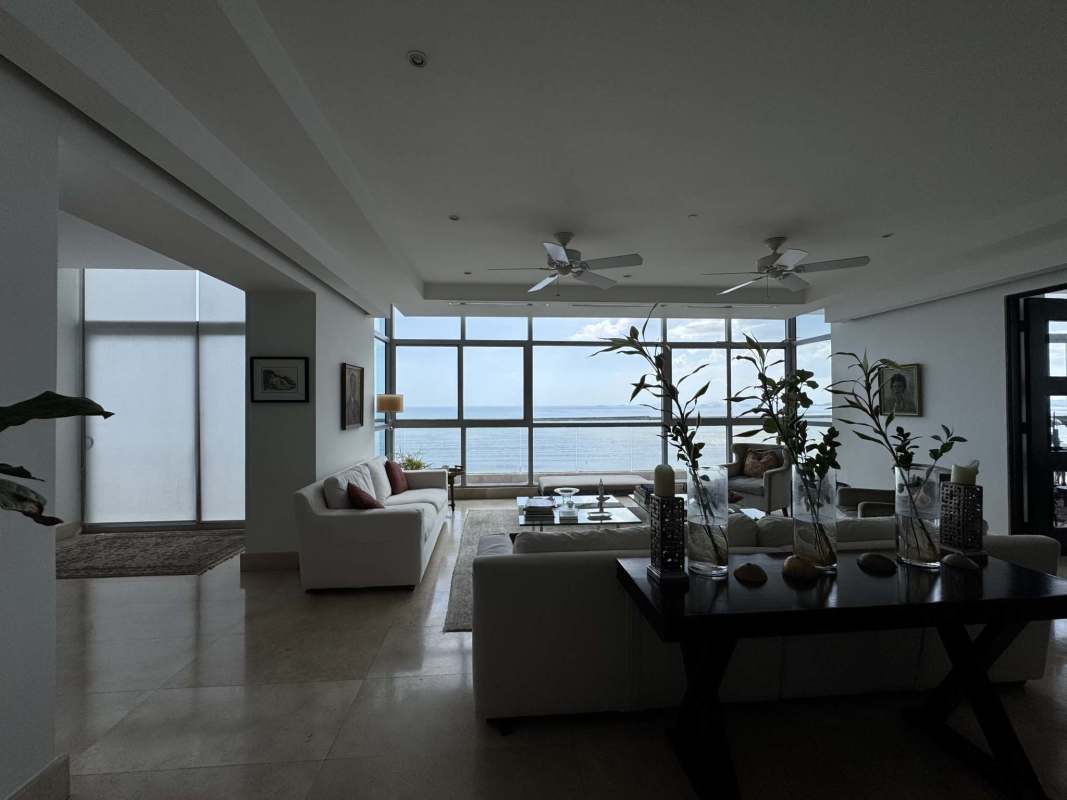 Luxury condo living room large windows ocean view PH Ten Tower Costa del Este Panama