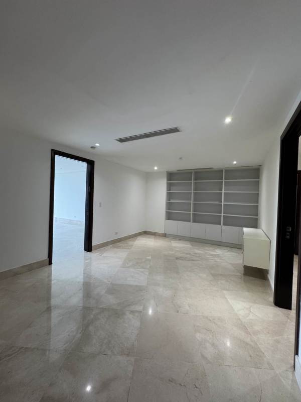 Large open living area with marble floors at Torre Mirador in Paitilla Panama