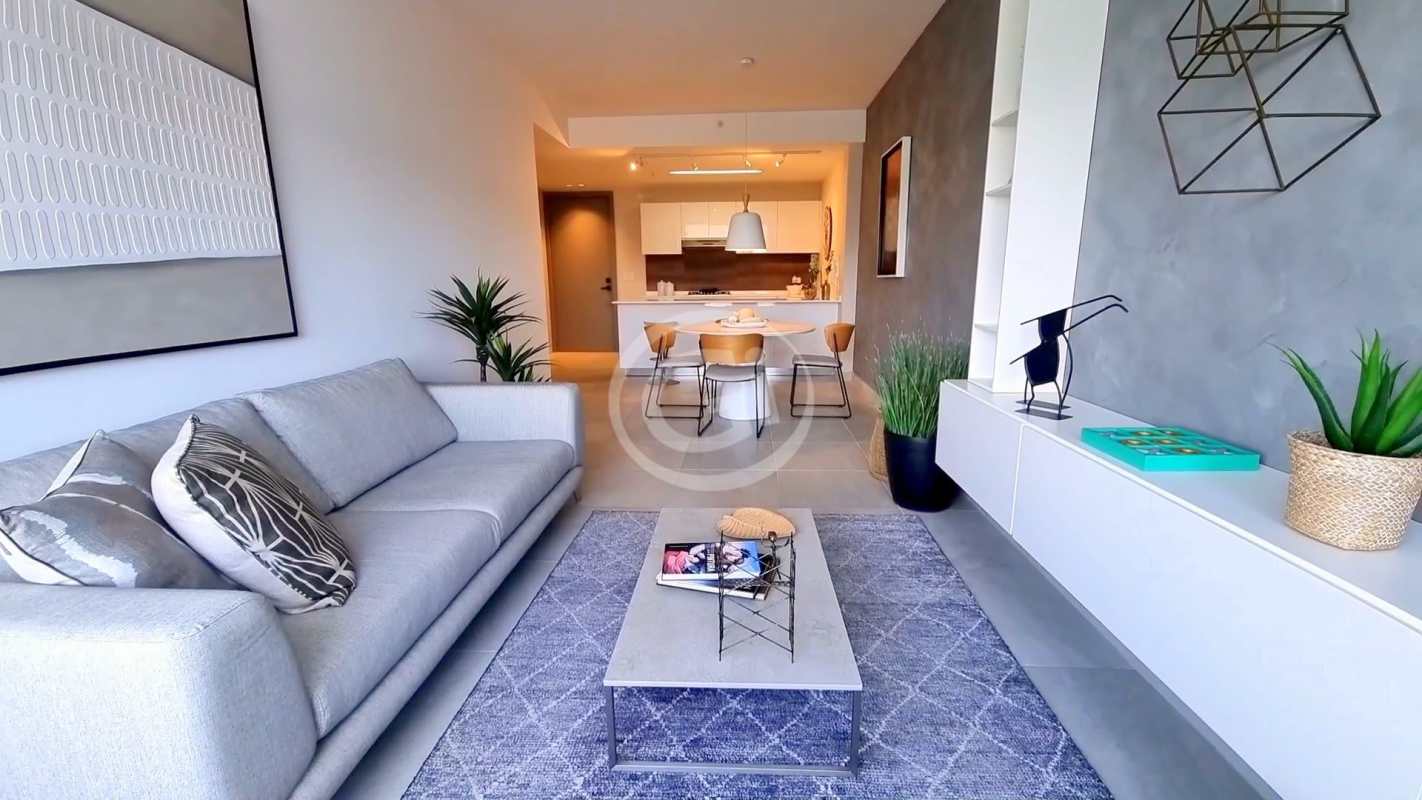 Open living dining area modern finishes in Van Gogh Residences Panama City