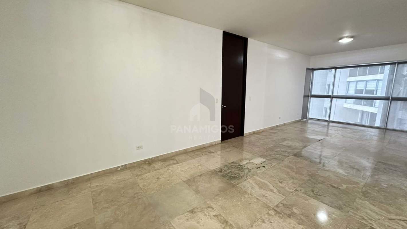 Balcony with glass railings and Pacific Ocean views at PH Aqualina Punta Pacifica Panama