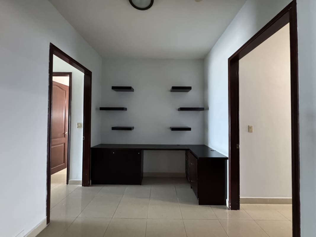 Large living dining area with marble floors and balcony access at PH Torre Zeus Costa del Este