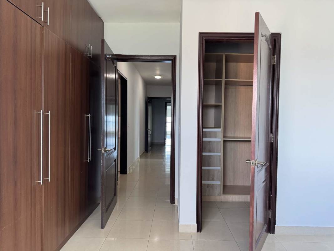 Modern bathroom with double sink vanity bathtub and storage PH Torre Zeus Costa del Este