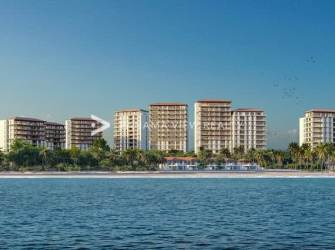 Panoramic oceanfront terrace view from luxury PH Alamar condo Buenaventura Panama