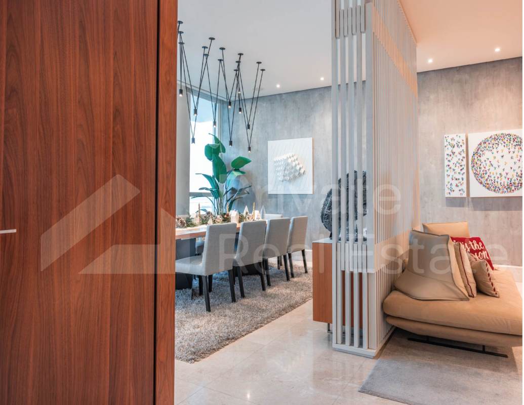 Spacious modern living room with ocean views at PH Acqua 1 Costa del Este Panama