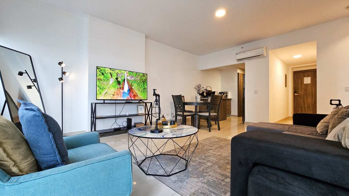 Modern kitchen with granite countertops, wood cabinetry and appliances Panama