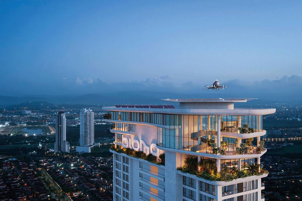 Future-ready high-rise Bioma tower with rooftop amenities and helipad in Panama City