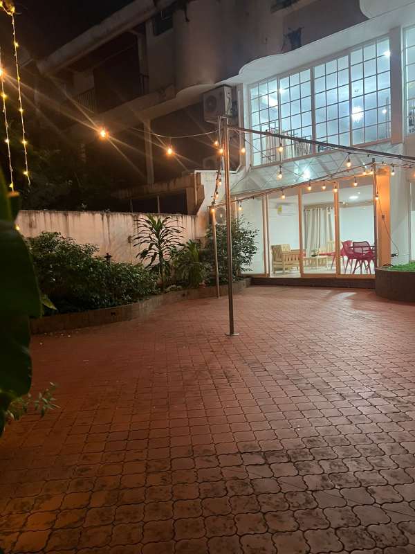 Outdoor terrace with garden area in colonial mansion commercial rental Panama City Obarrio