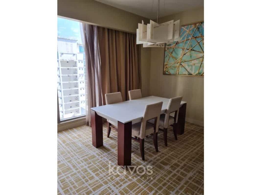 Luxury master bedroom king bed walk-in closet city view Waldorf Astoria Panama City