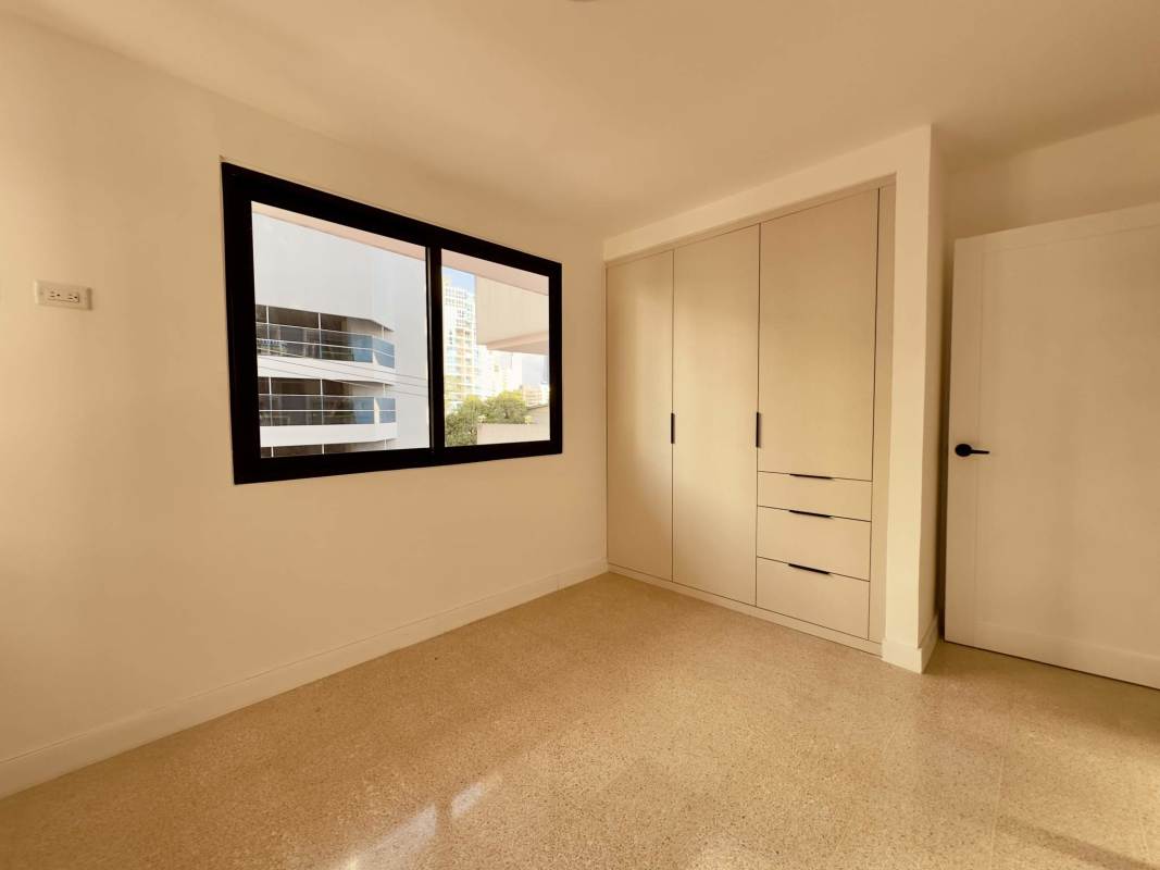 Modern apartment elevator lobby with stainless elevator doors in PH El Cangrejo Panama