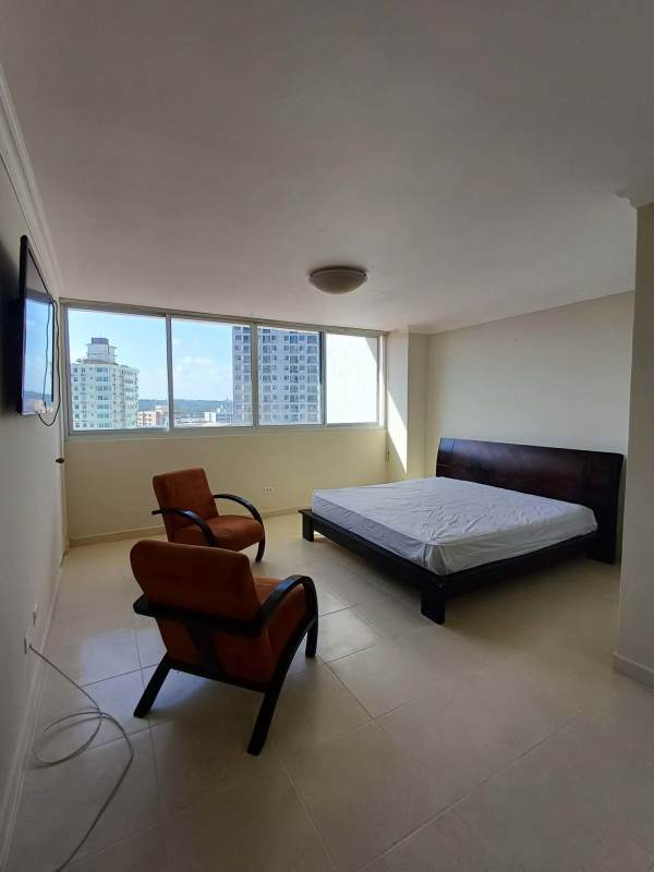 Kitchen with granite counters, appliances, upper cabinets at PH Aurora Tower El Cangrejo Panama