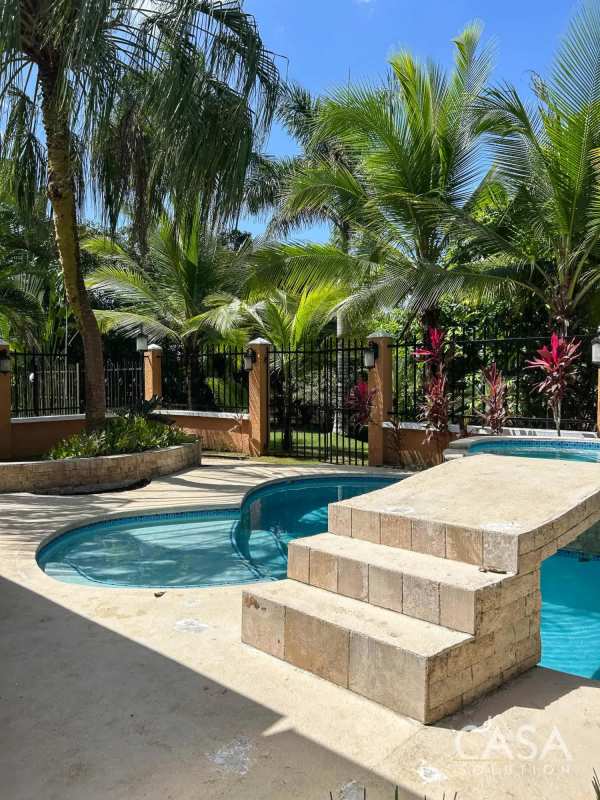 Private swimming pool with spa Jacuzzi and tropical landscaping Clayton Village family house