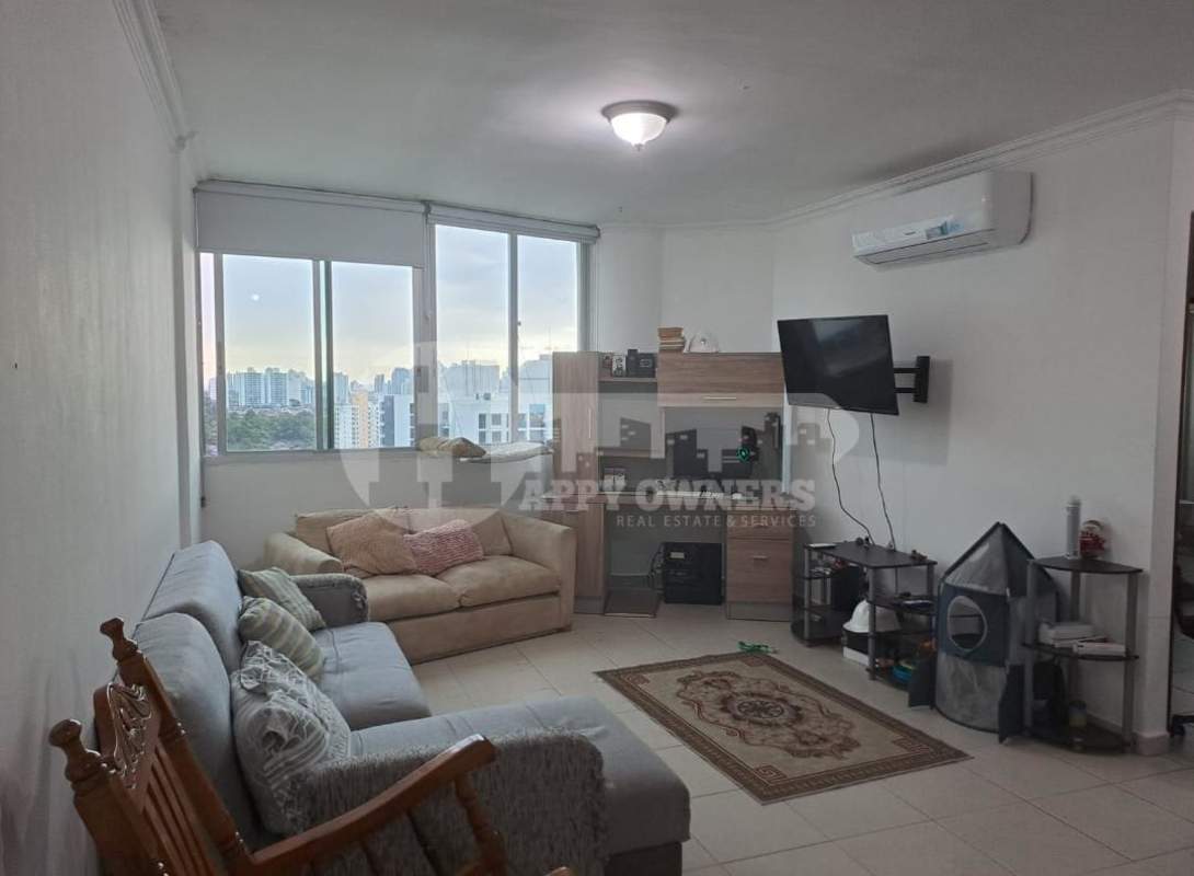 Contemporary kitchen with granite countertops semi-furnished appliances window PH Green Park Tower Panama