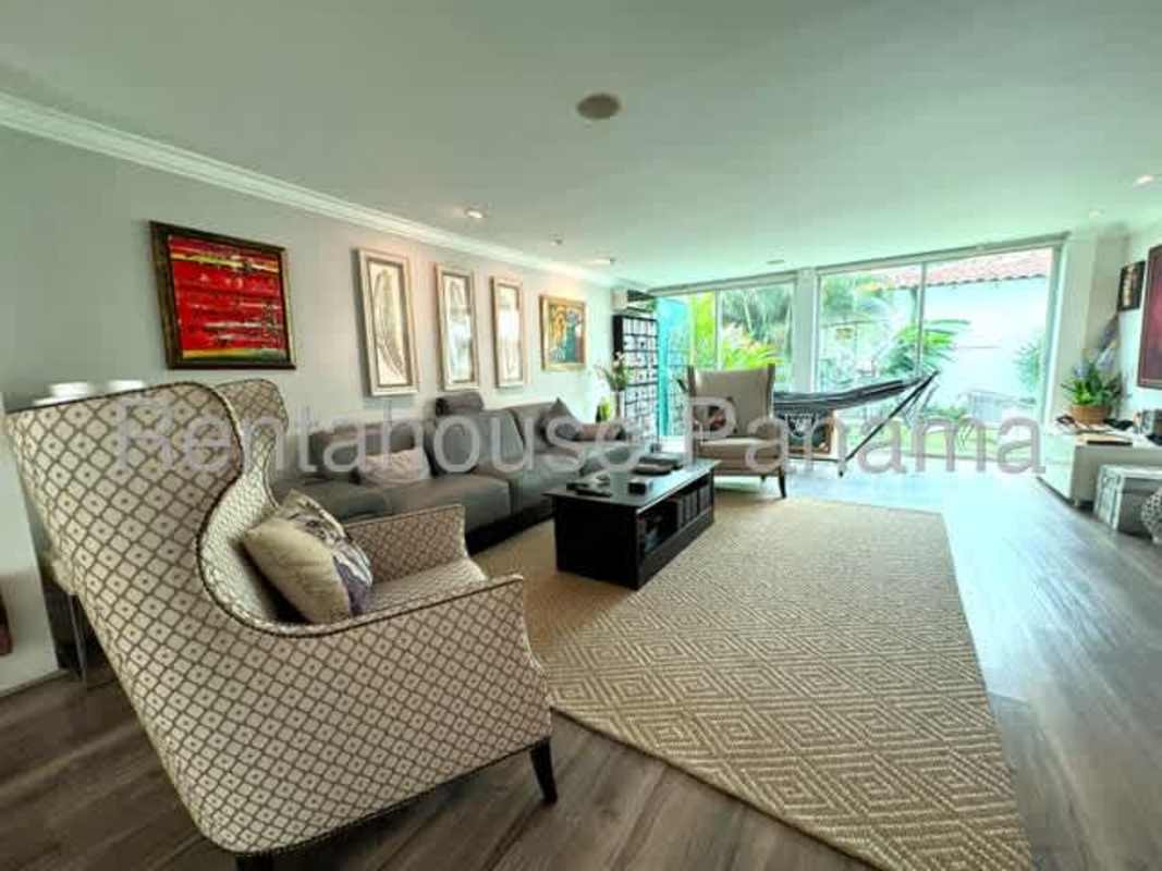 Kitchen dining space with refrigerator, glass table Betania Panama