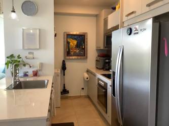 Living room with Pacific Ocean views balcony at PH Royal Palm Gorgona Panama fully furnished