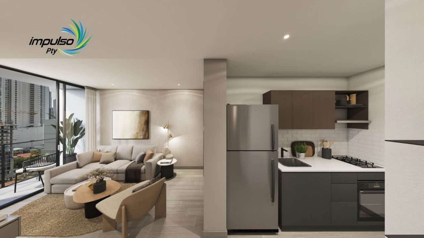 Open layout living and kitchen with city view apartment in PH Alexa Bella Vista