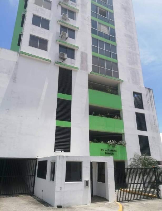 Facade of PH Altamira residential condo Carrasquilla Panama City with gated access