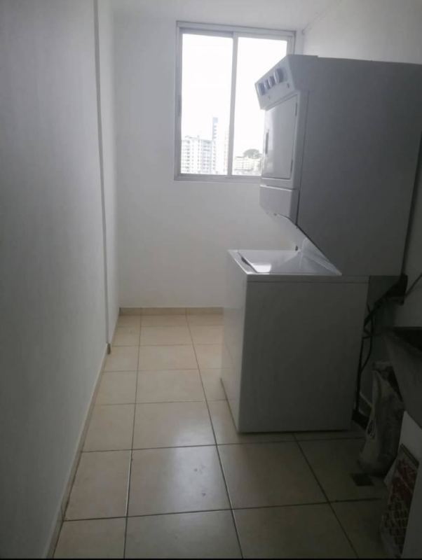 Compact laundry corner with stacked washer dryer PH Altamira Carrasquilla Panama