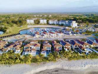 Aerial resort ocean marina villas beach Buenaventura Panama luxury real estate