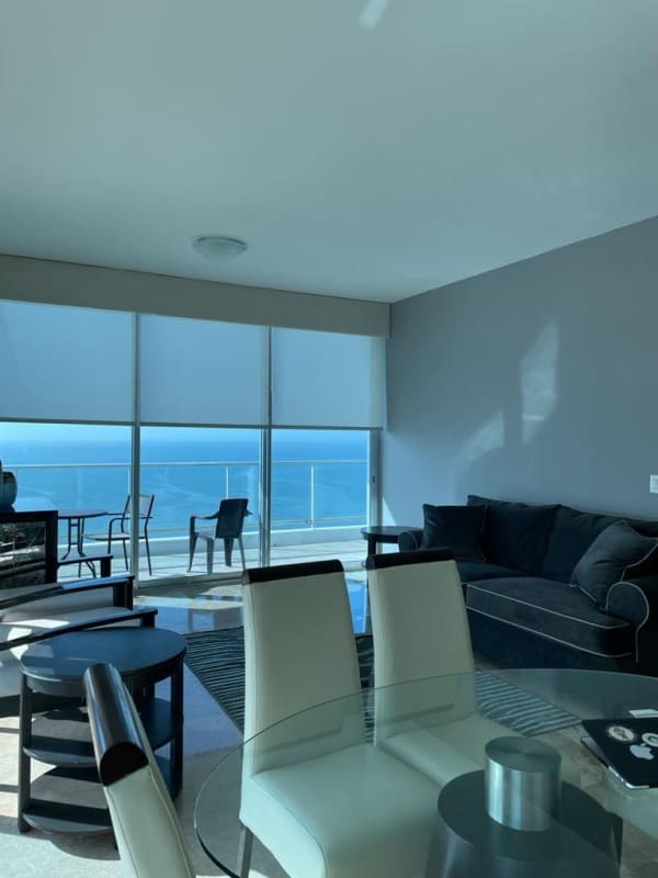 Spacious marble bathroom with double sink glass shower modern fixtures PH BICSA Panama