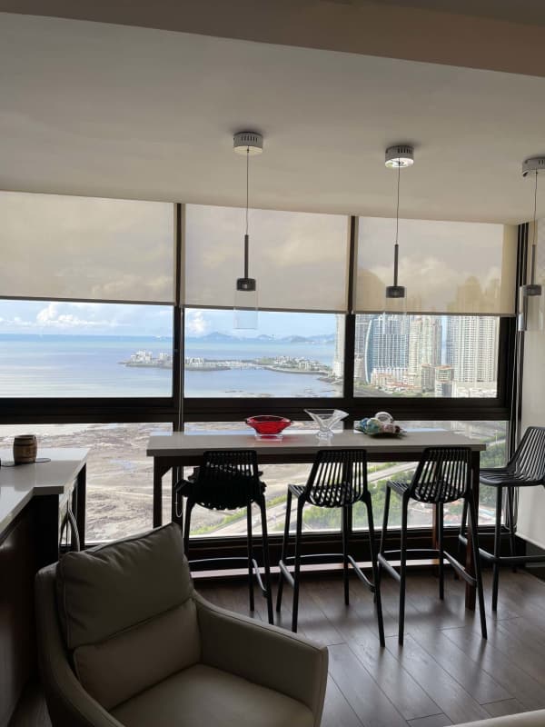 Modern furnished bedroom overlooking ocean in PH San Francisco Bay Panama