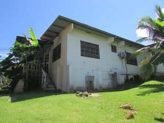 Single-story house flat roof garden tropical plants Burunga Panama