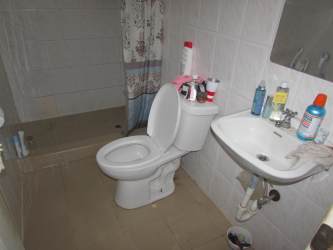 Bathroom tiled walls walk-in shower Burunga Arraiján house Panama