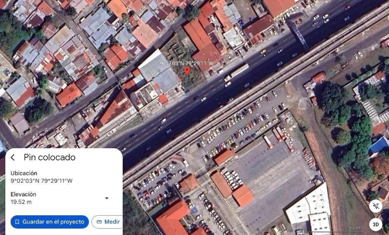 Aerial image highlighting property location near metro, major highway and Coca-Cola warehouse in Panama City