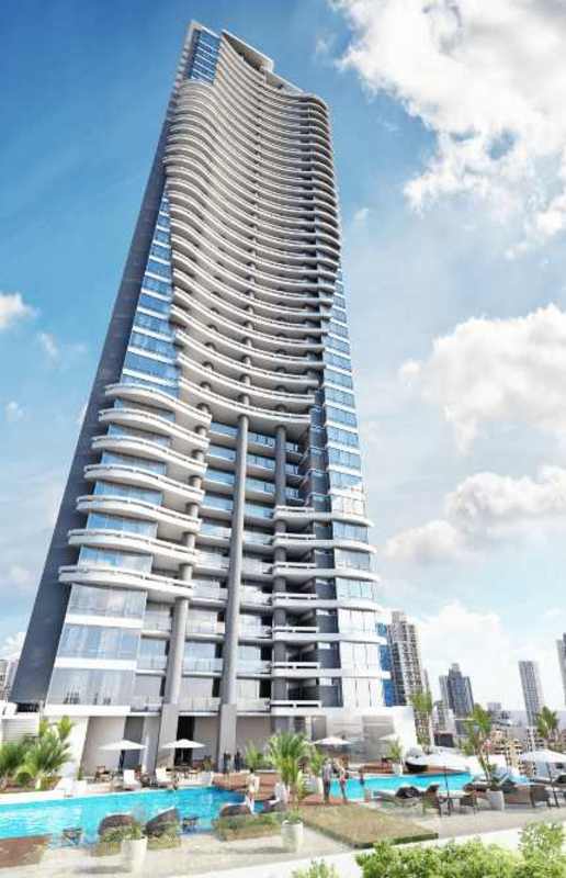 Luxury lobby with marble finishes and vertical garden in PH Luxor 400 Panama City