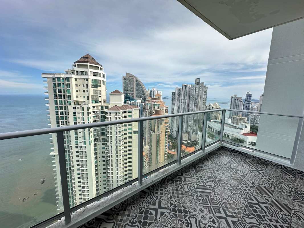 City and Pacific Ocean view from PH Dupont Tower high-rise balcony in Panama