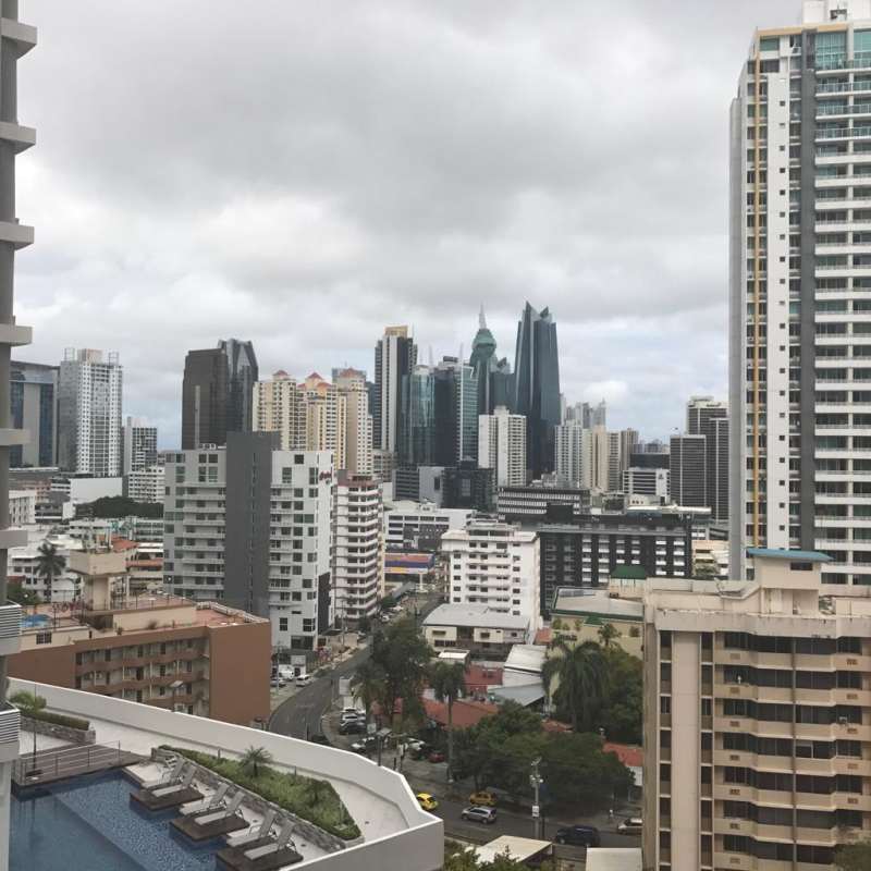 Luxury bathroom with double sink vanity, marble tiles, jacuzzi tub in PH Terrace El Cangrejo Panama