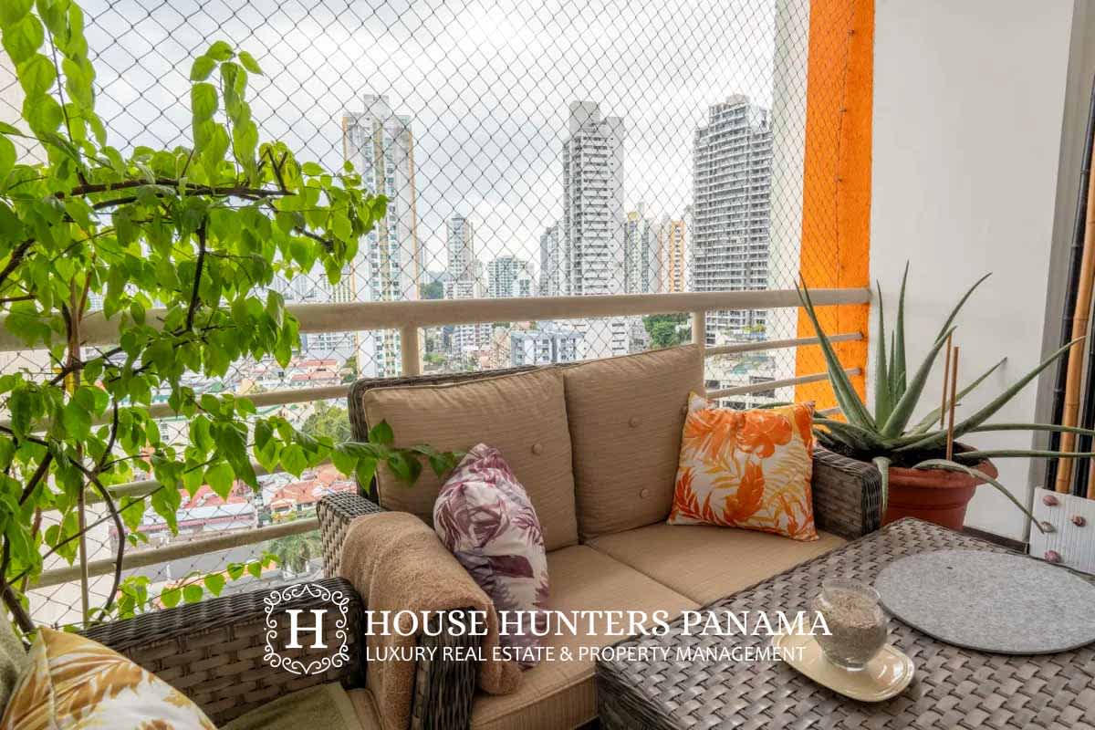 Living dining open plan condo with large windows PH El Cangrejo Panama City