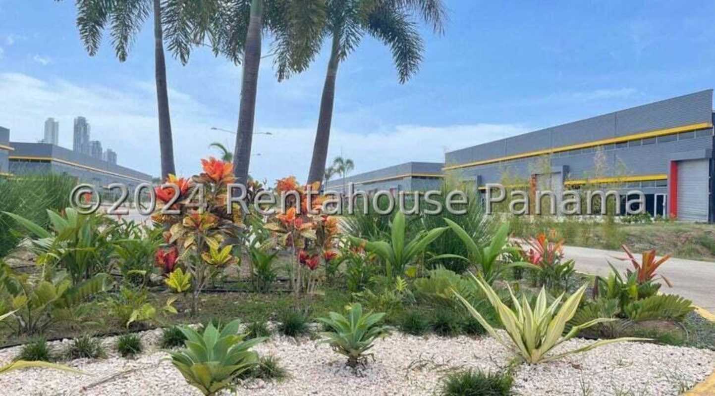 Parking lot and facade of logistics warehouse complex in Don Bosco Los Pueblos Panama