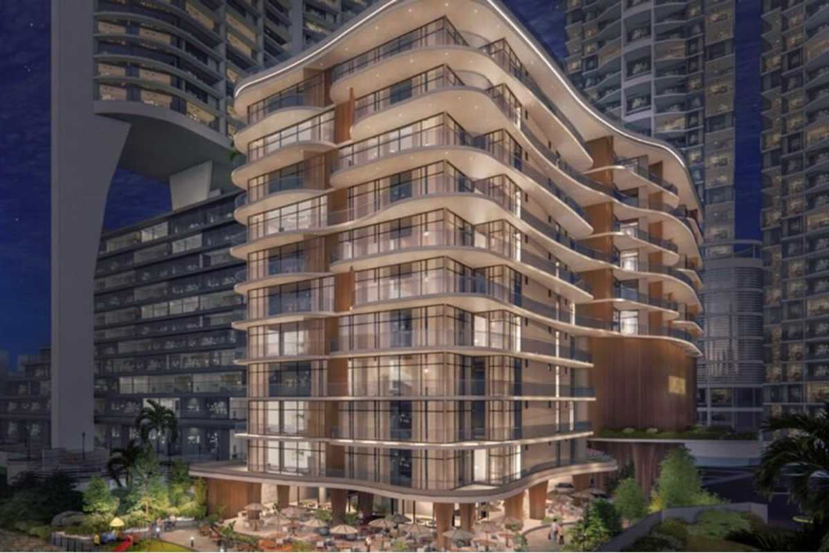 Modern kitchen with marble, breakfast bar, integrated appliances PH Allure Punta Pacifica Panama