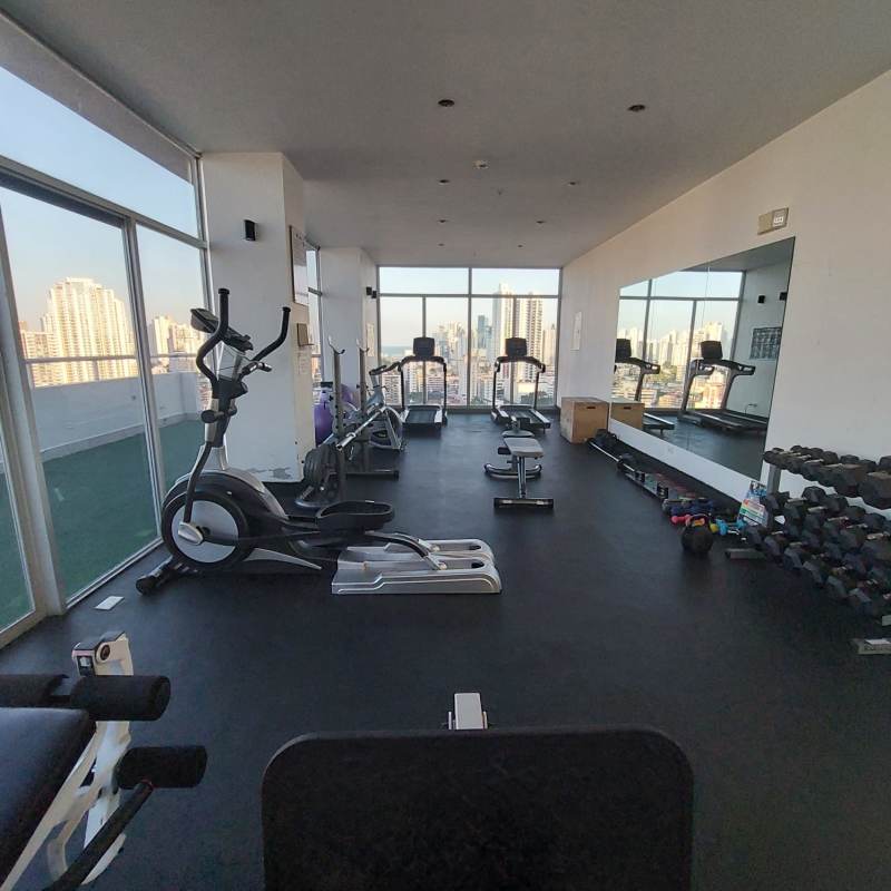 Contemporary apartment with floor-to-ceiling windows city skyline PH Sky Park Panama