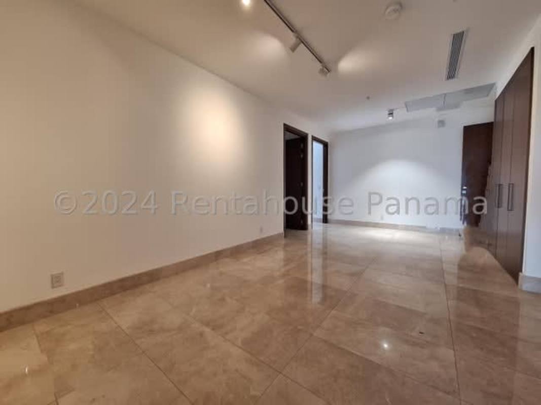 Spacious living area with marble floor, big windows overlooking Santa Maria Panama