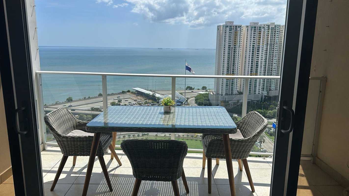 Kitchen with granite countertops and stainless steel appliances at PH Serenity at the Bay Panama