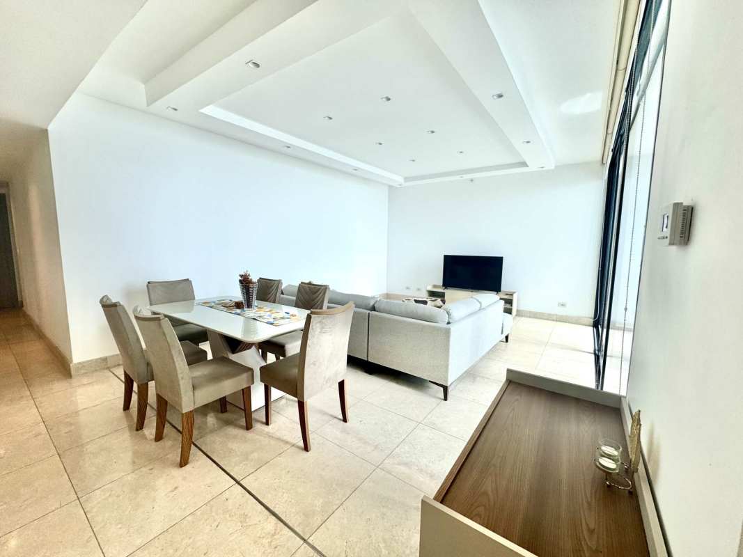 Elegant dining room with ocean views fully furnished PH The Point Punta Paitilla Panama City