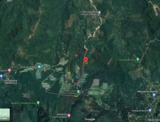 Aerial of rural mountain terrain with dense forest near El Valle de Anton Panama