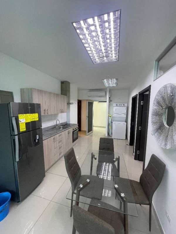 Modern building lobby with elevators in Costa del Este One Tower Panama