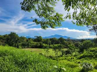 Countryside farmland land for sale view with trees and volcano in Chiriquí Panama