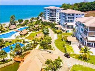 Aerial of Bijao Beach Club with pools and beachfront in Santa Clara Panama