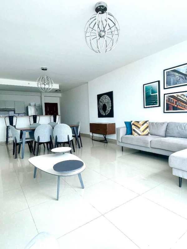 Bright furnished bedroom with closet and city view in PH Top Towers Costa del Este