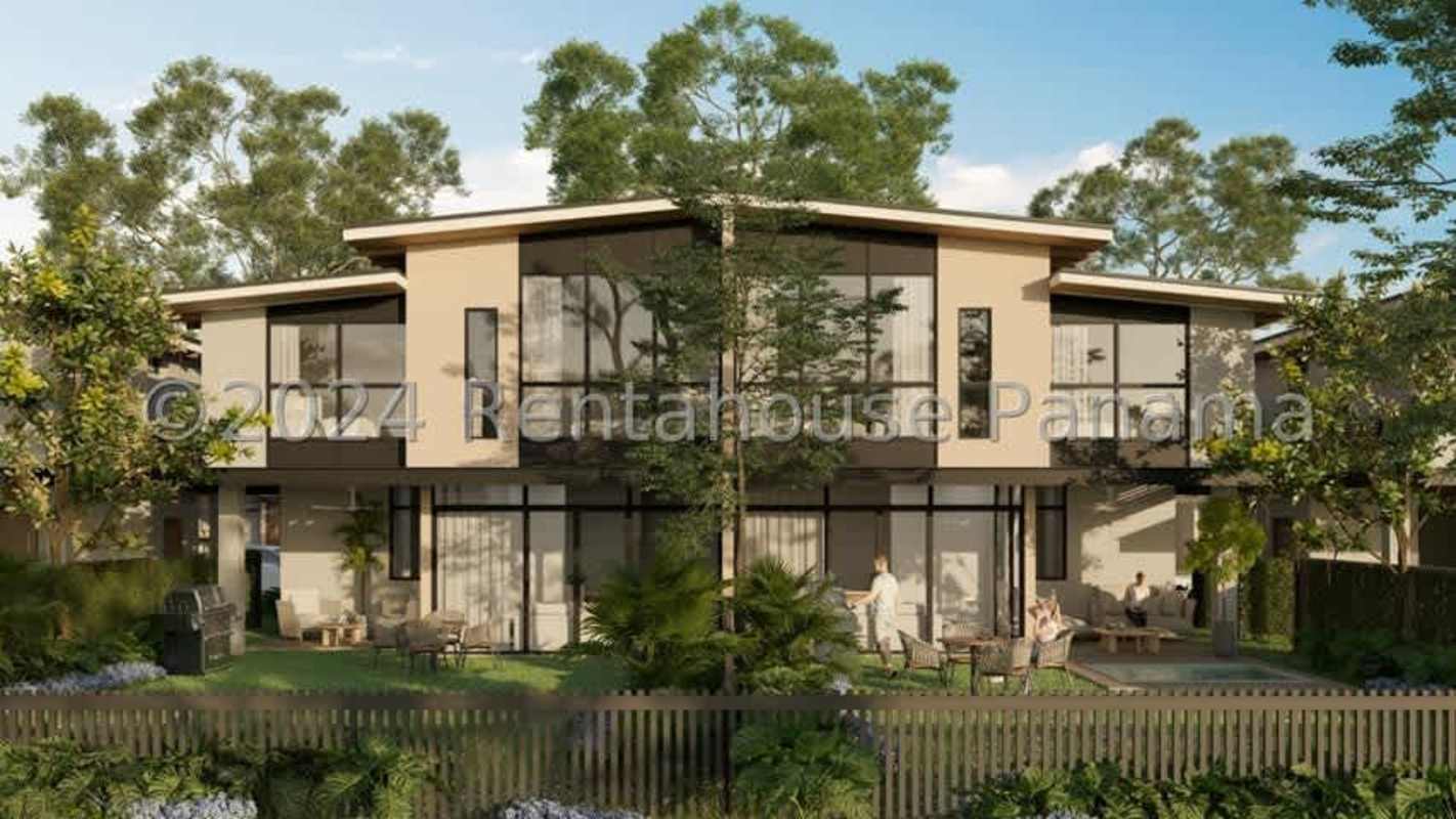 Modern townhouses with balconies, gardens, flat roofs in Panama Norte Green City