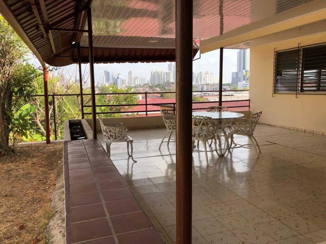 Covered terrace with city skyline view outdoor seating Betania Panama
