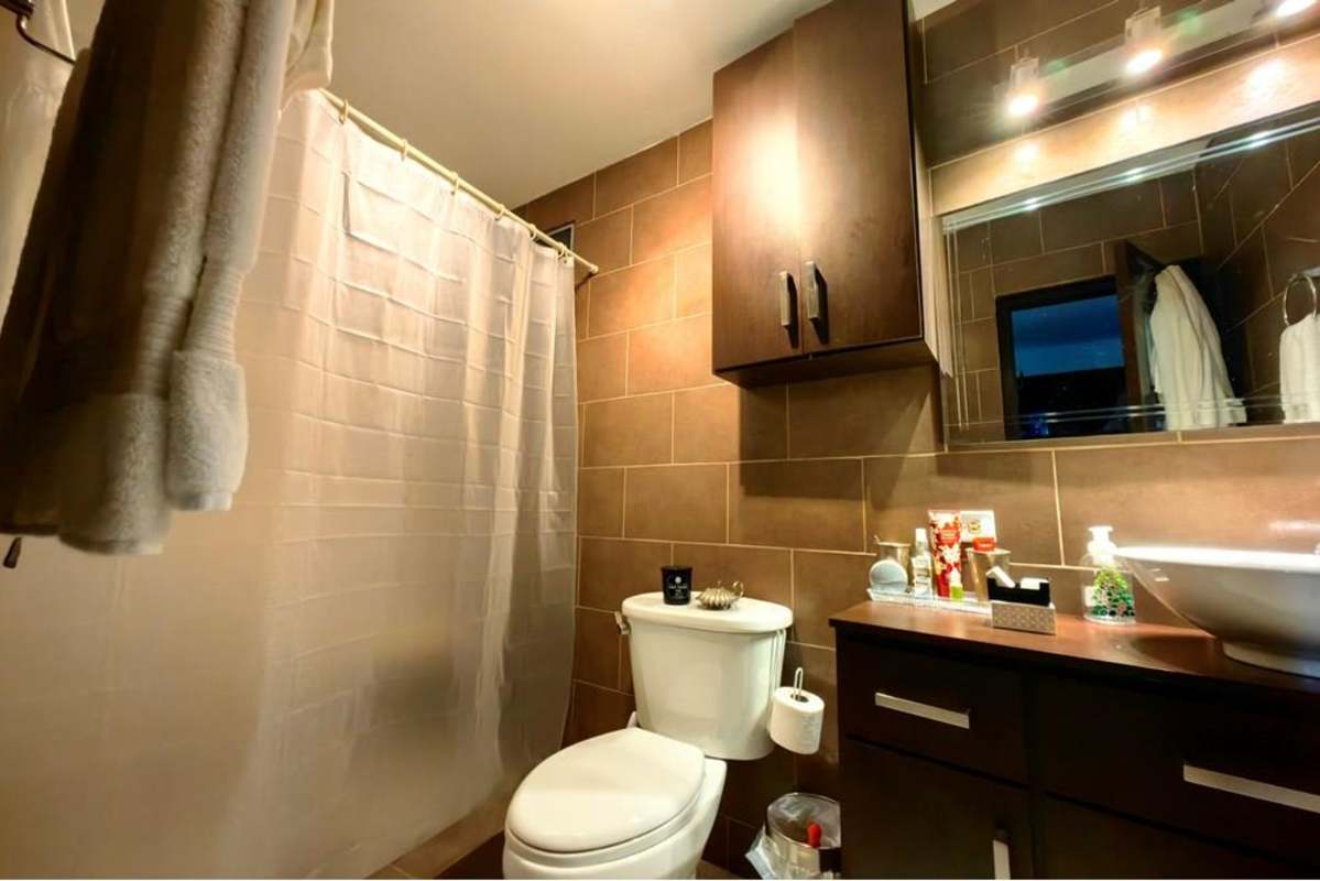 Lush garden with city skyscrapers backdrop on Obarrio development lot Panama City