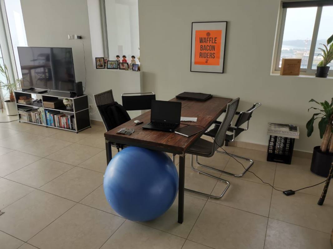 Modern kitchen with island and open view in luxury apartment at PH Rivage Panama City